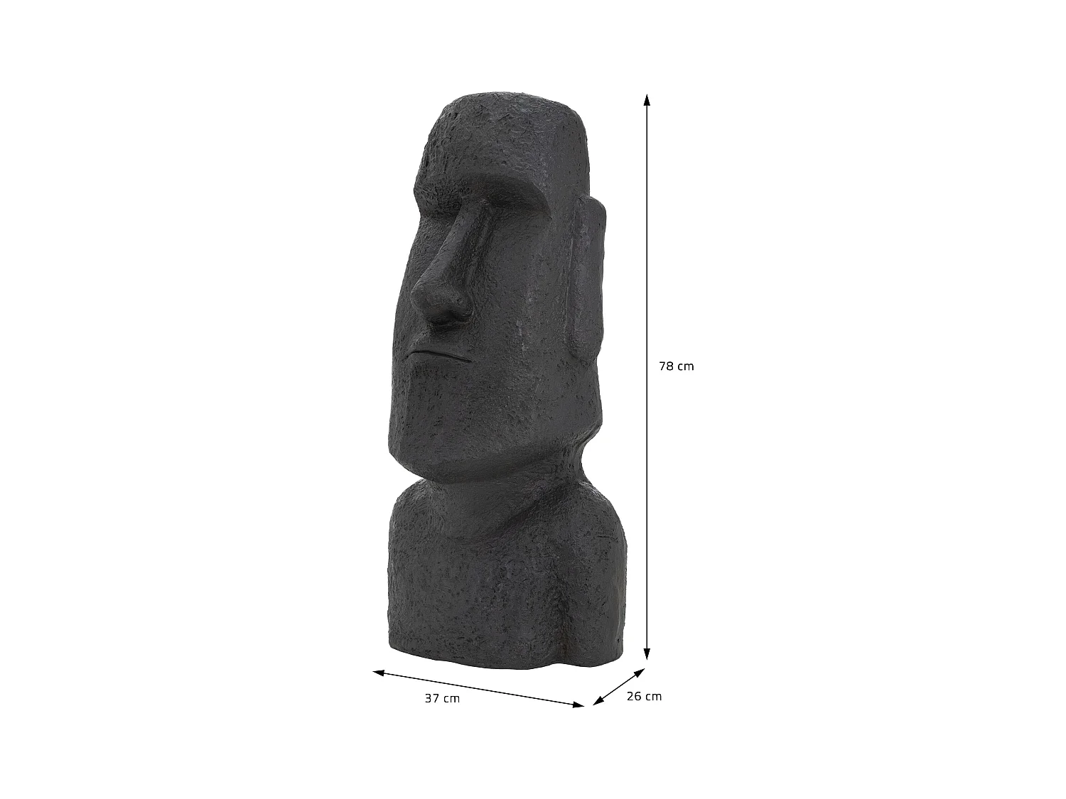 Statue déco tête moaï île de Pâques en résine figurine anthracite aspect basalte