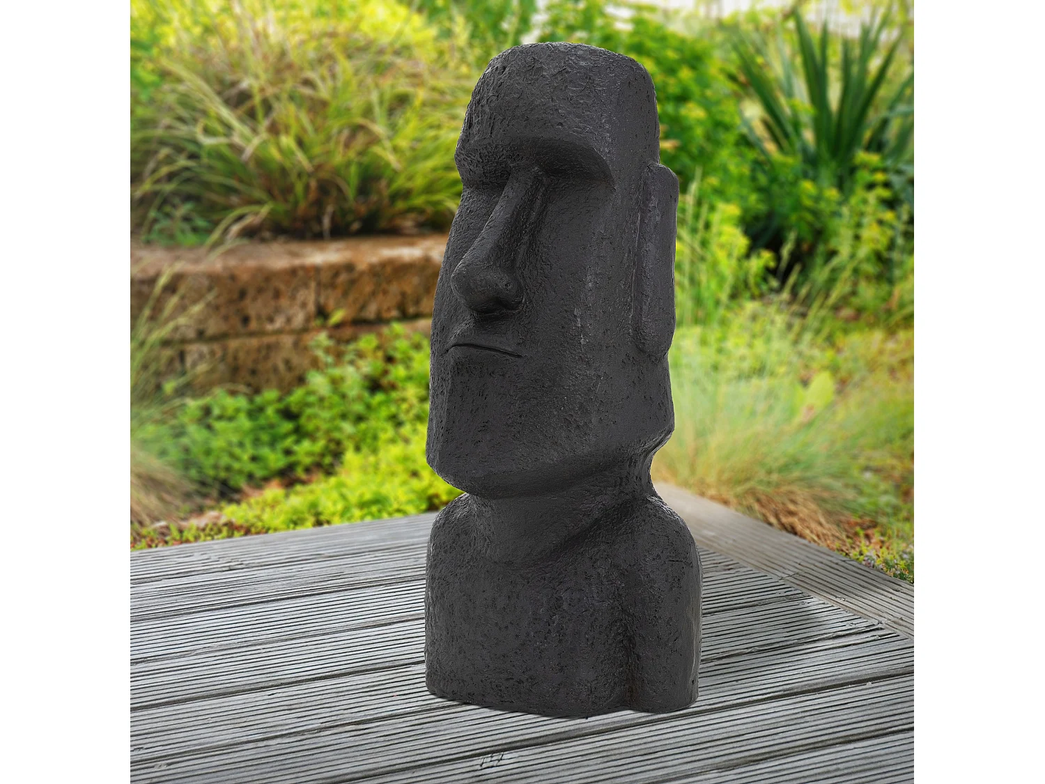 Statua Moai Isola di Pasqua Rapa Nui scultura decorativa da giardino antracite