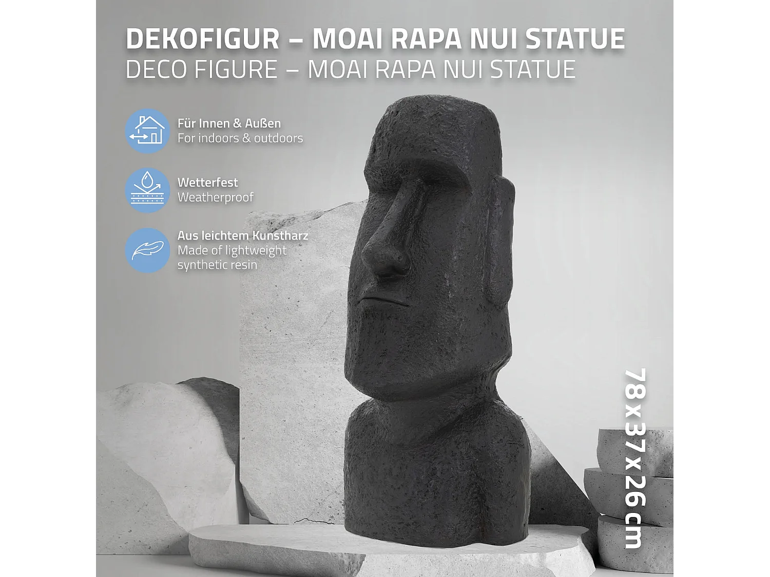Statua Moai Isola di Pasqua Rapa Nui scultura decorativa da giardino antracite