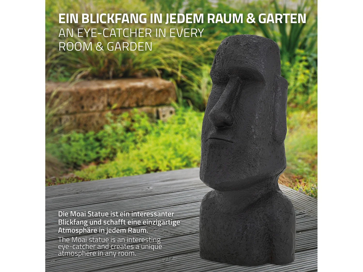 Statua Moai Isola di Pasqua Rapa Nui scultura decorativa da giardino antracite