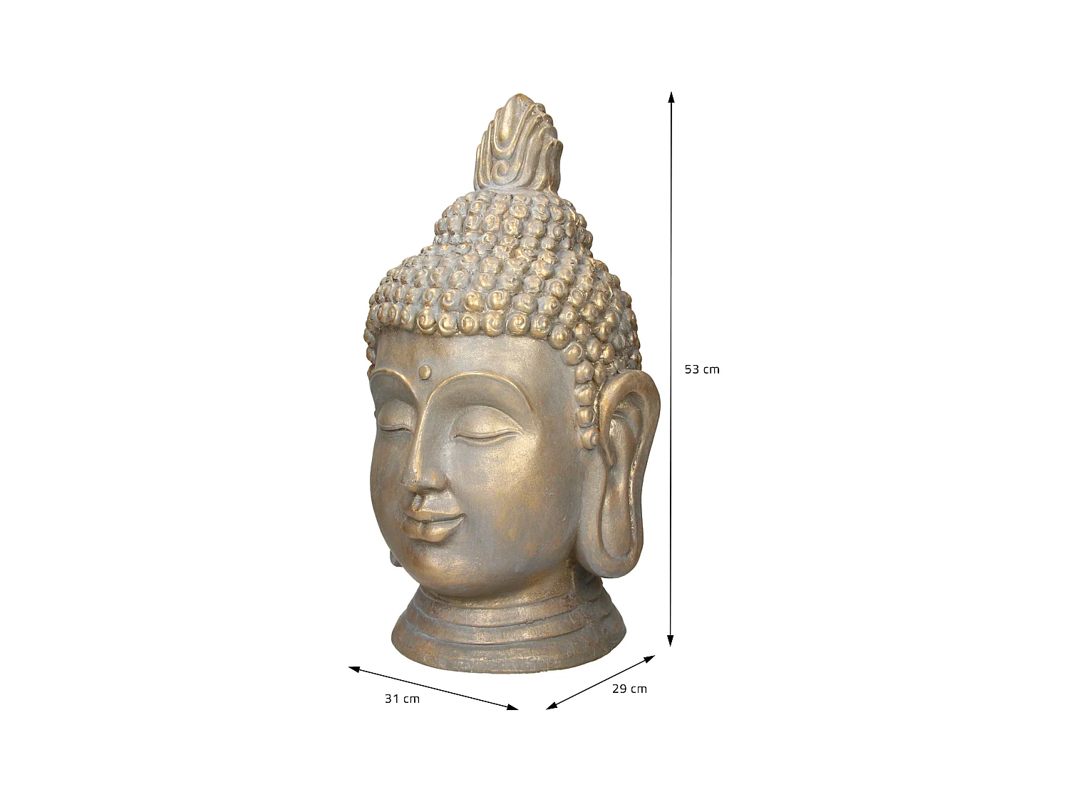 Statua testa di Buddha figura decorativa poliresina Feng Shui casa giardino 53cm