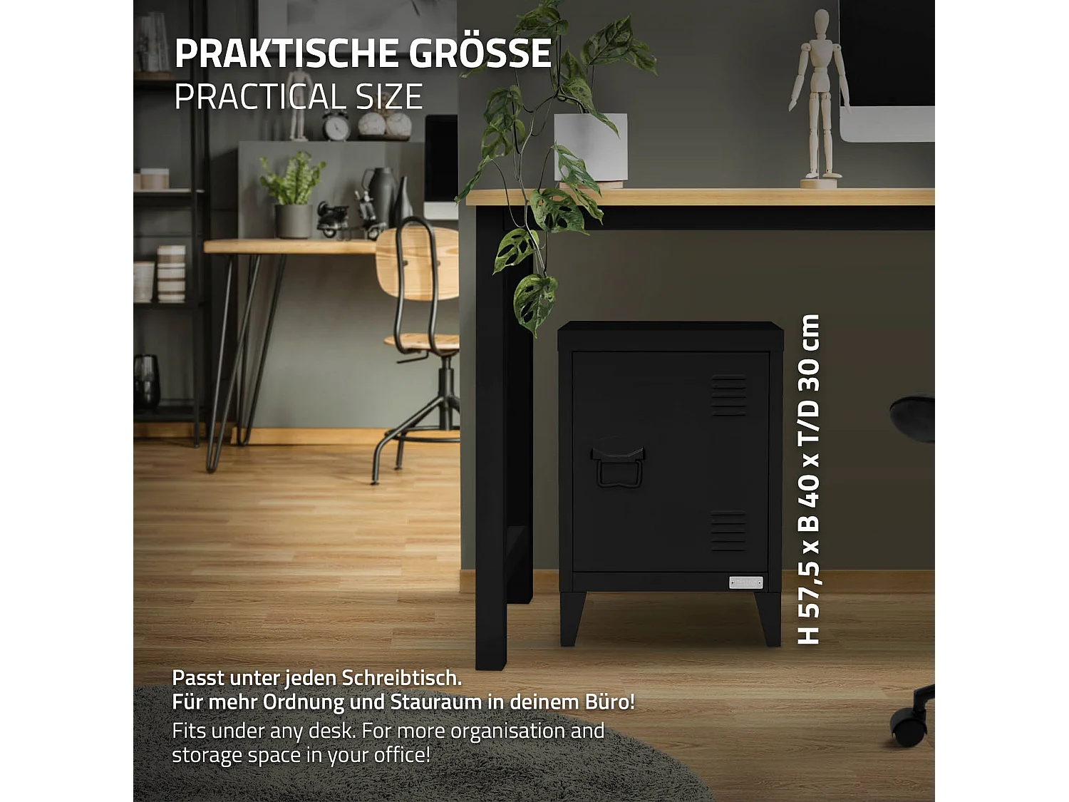 Armoire de classement noir en acier 40x30x57,5cm table de chevet stockage outils