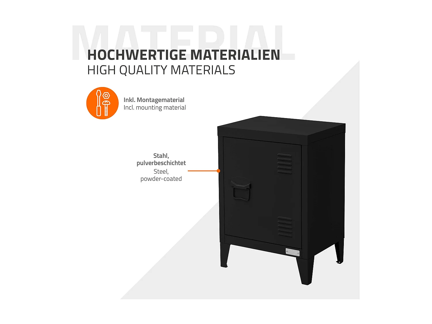 Armoire de classement noir en acier 40x30x57,5cm table de chevet stockage outils