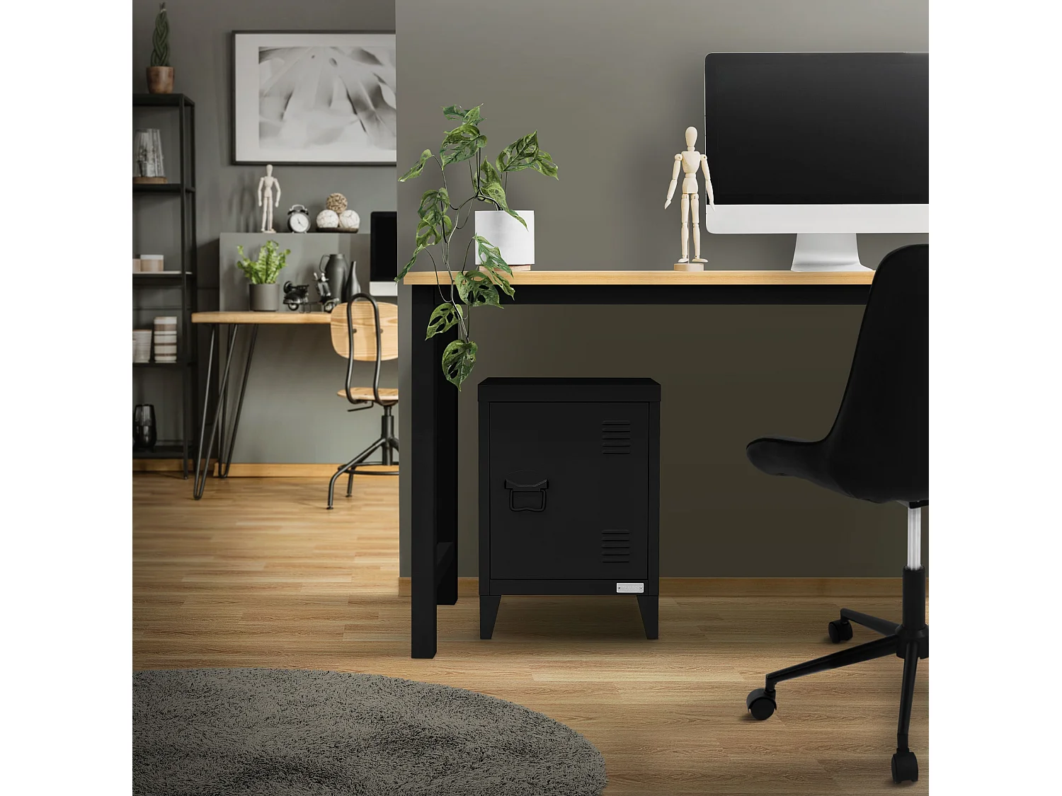 Armoire de classement noir en acier 40x30x57,5cm table de chevet stockage outils