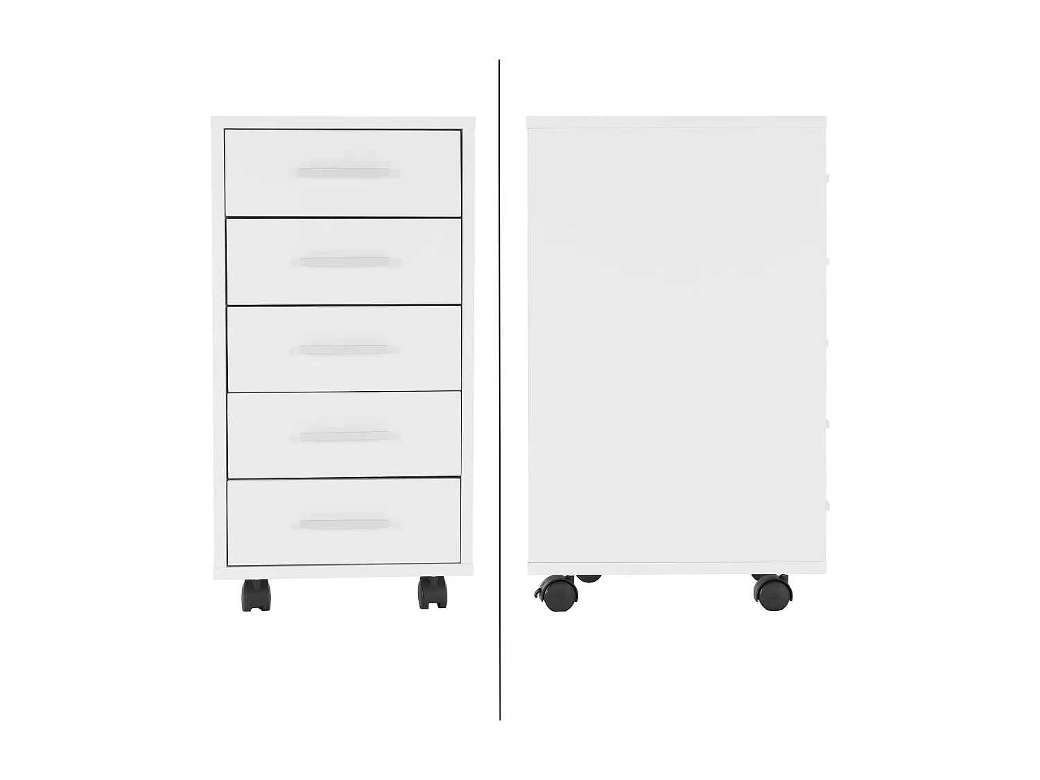 2x Caisson à roulettes avec 5 tiroirs 33x38x63,5 cm meuble de rangement blanc