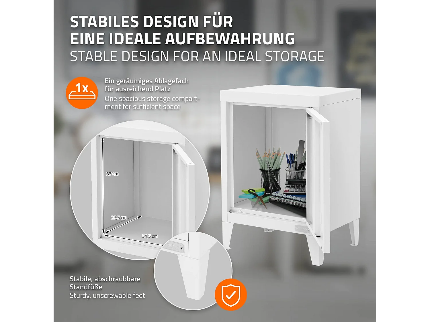 Armoire de classement acier blanc 40x30x57,5 cm table de chevet stockage outils