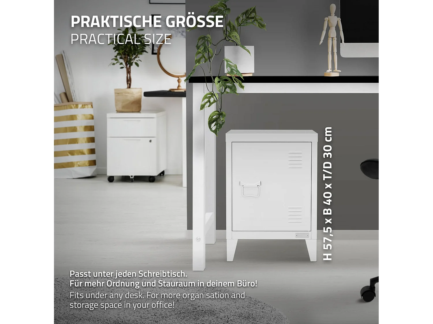 Armoire de classement acier blanc 40x30x57,5 cm table de chevet stockage outils