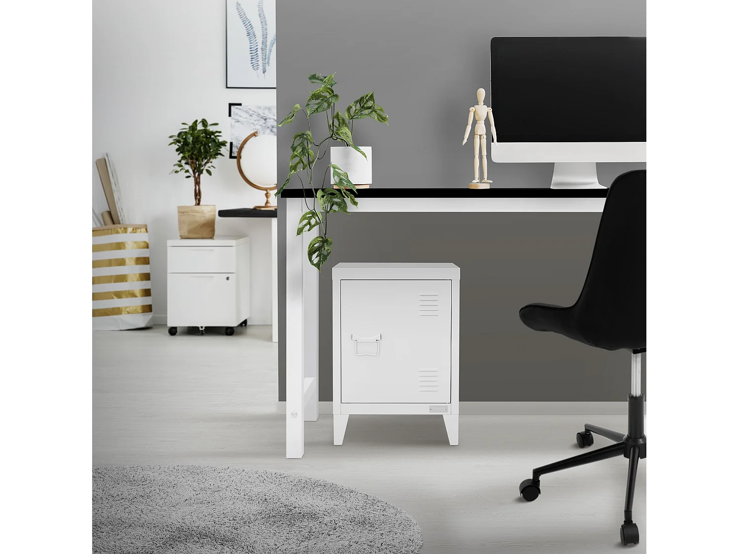 Armoire de classement acier blanc 40x30x57,5 cm table de chevet stockage outils