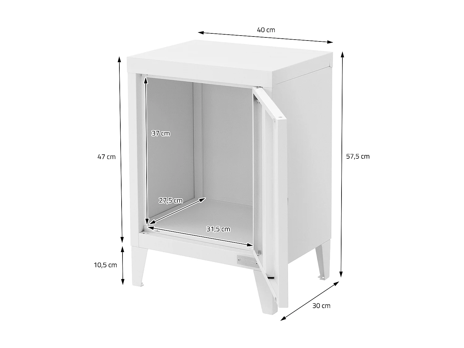 Armoire de classement acier blanc 40x30x57,5 cm table de chevet stockage outils