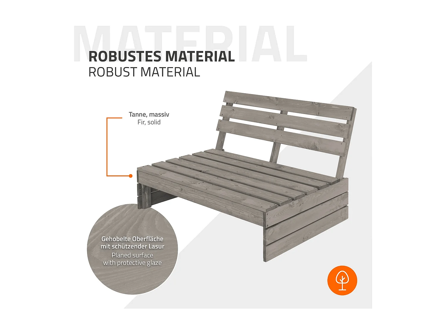 Banco de jardín mueble de madera gris con respaldo asiento para tres personas