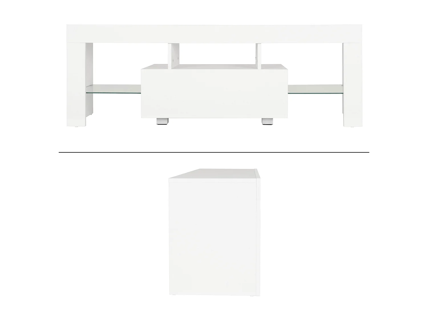 Meuble TV éclairage LED blanc armoire lowboard moderne 130x49x45 cm ML-Design®