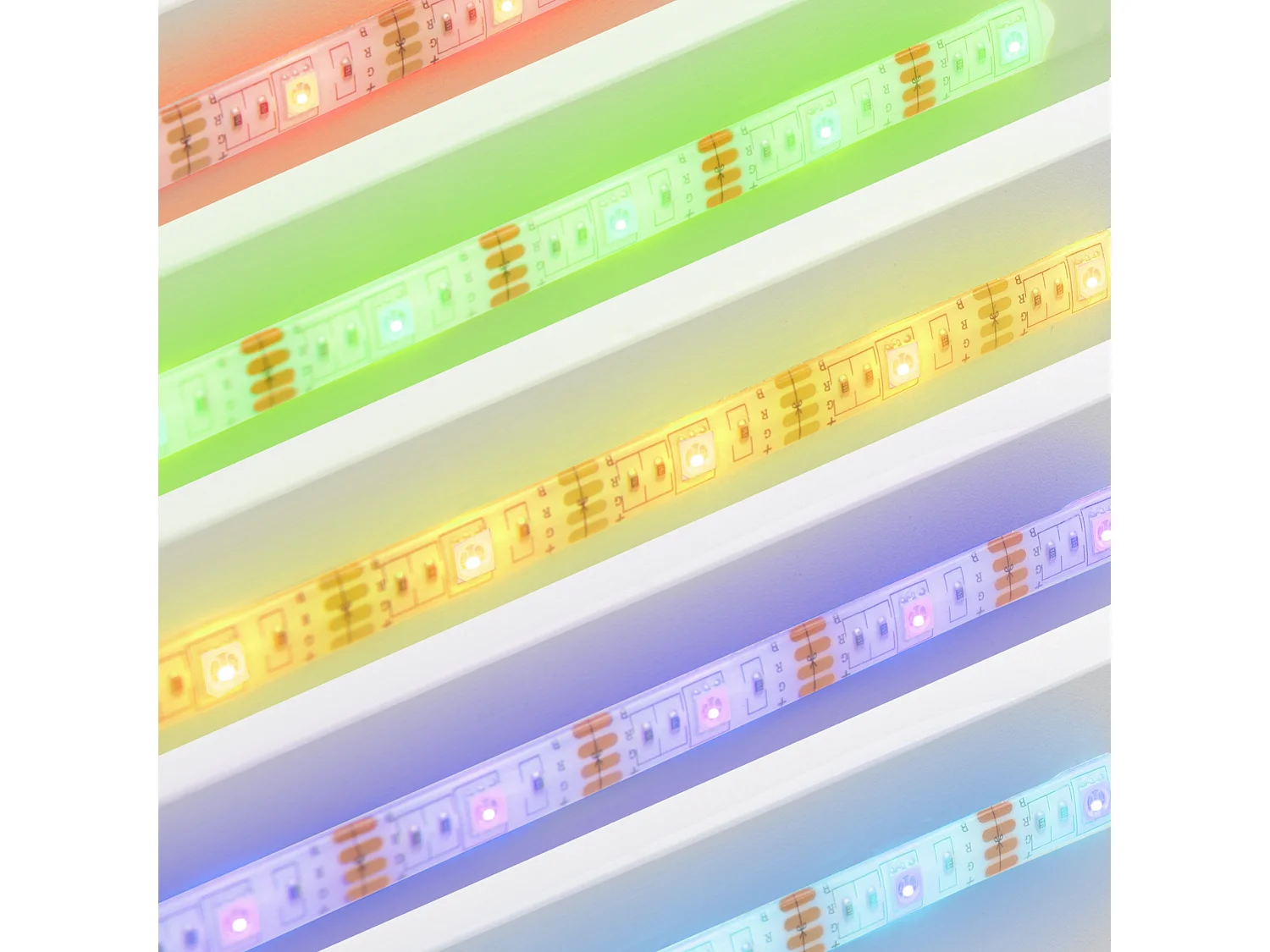 Meuble TV éclairage LED blanc armoire lowboard moderne 130x49x45 cm ML-Design®