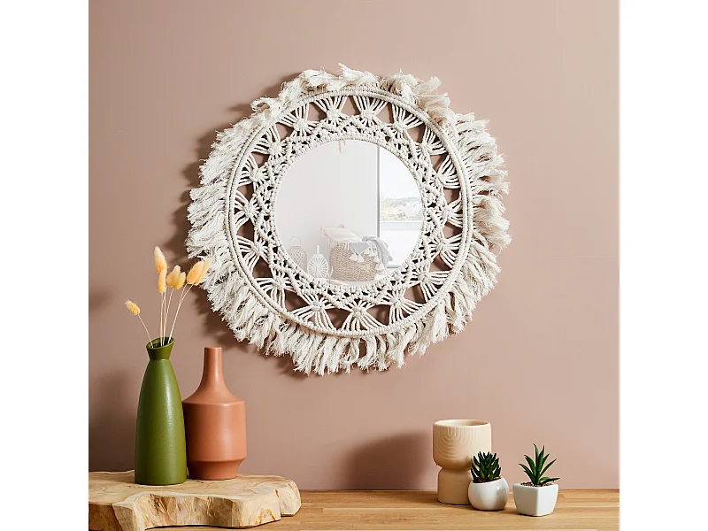 Miroir D55cm Boho Beige