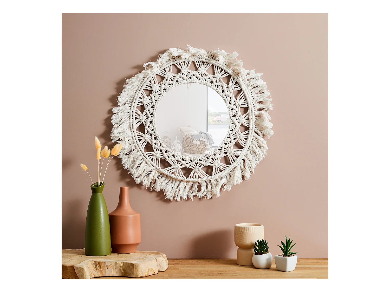 Miroir D55cm Boho Beige