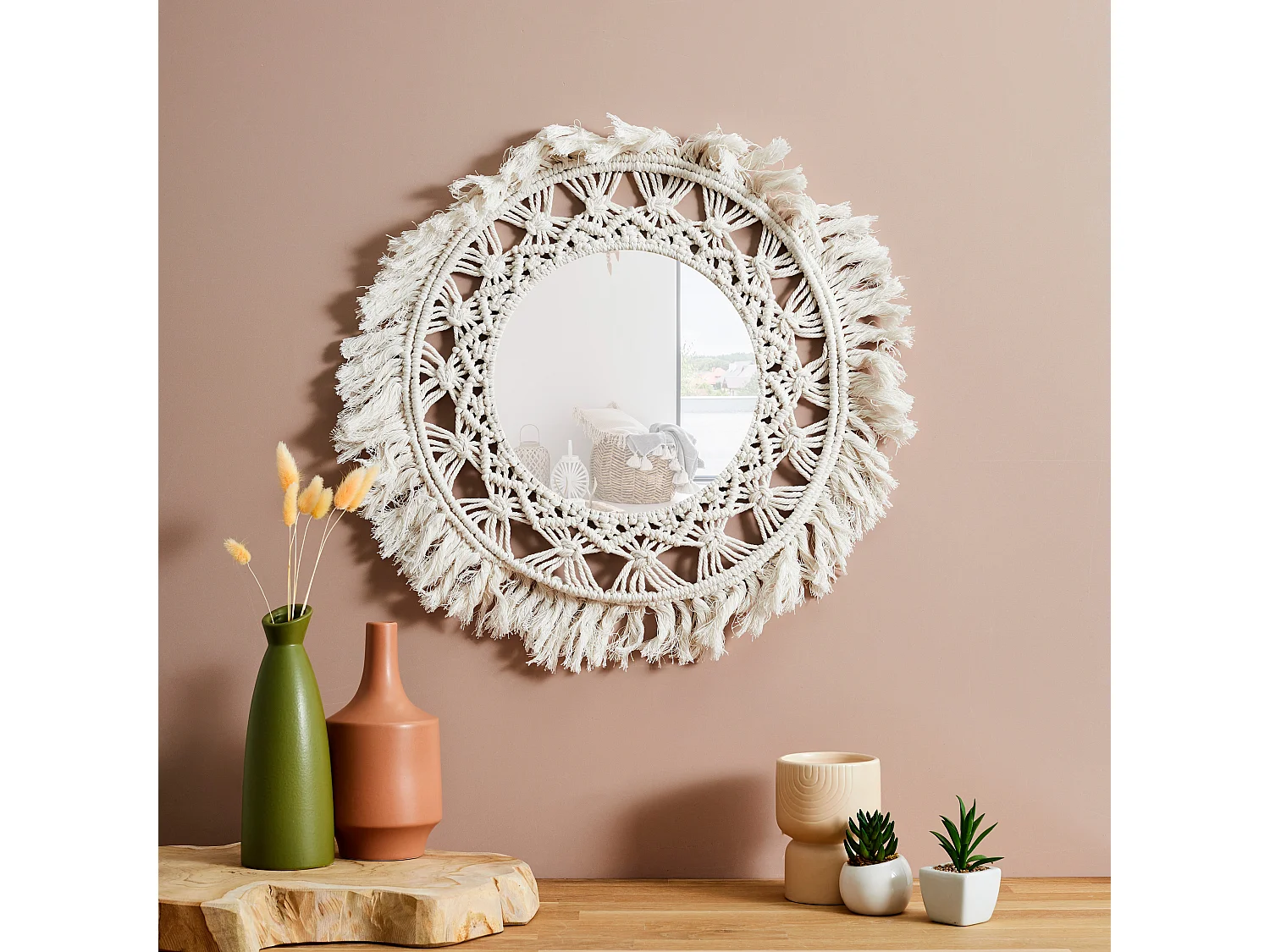 Miroir D55cm Boho Beige