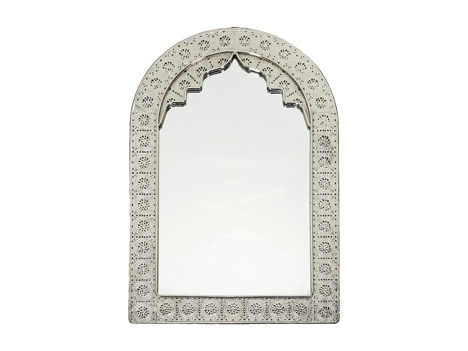 Miroir Oriental Metal Argent