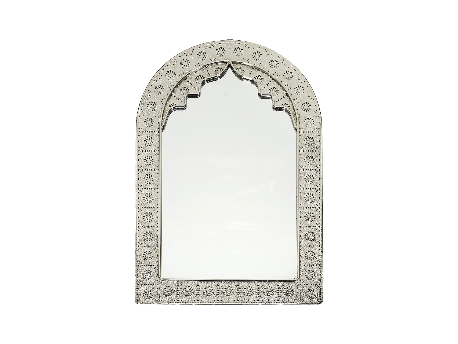 Miroir Oriental Metal Argent