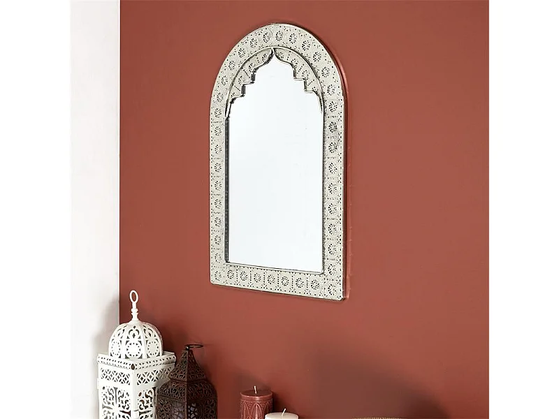 Miroir Oriental Metal Argent