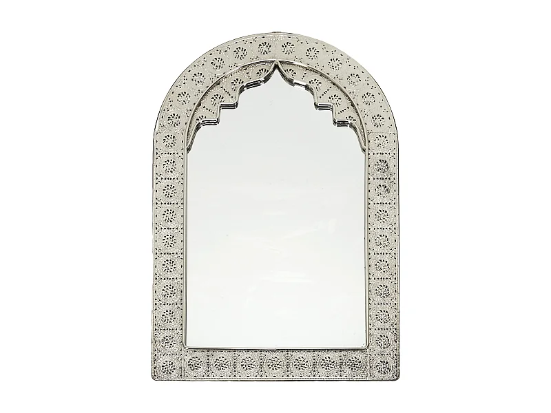 Miroir Oriental Metal Argent