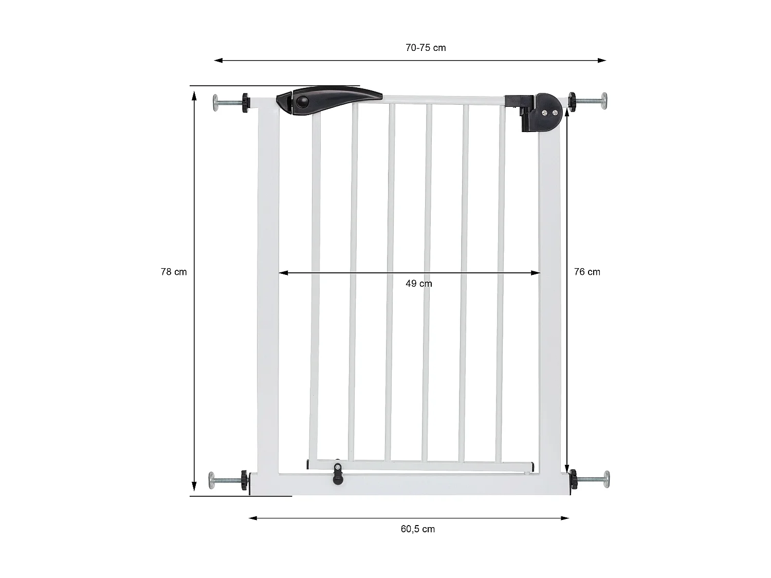Barrera de seguridad para niños y mascotas protector cierre escaleras 70-75 cm