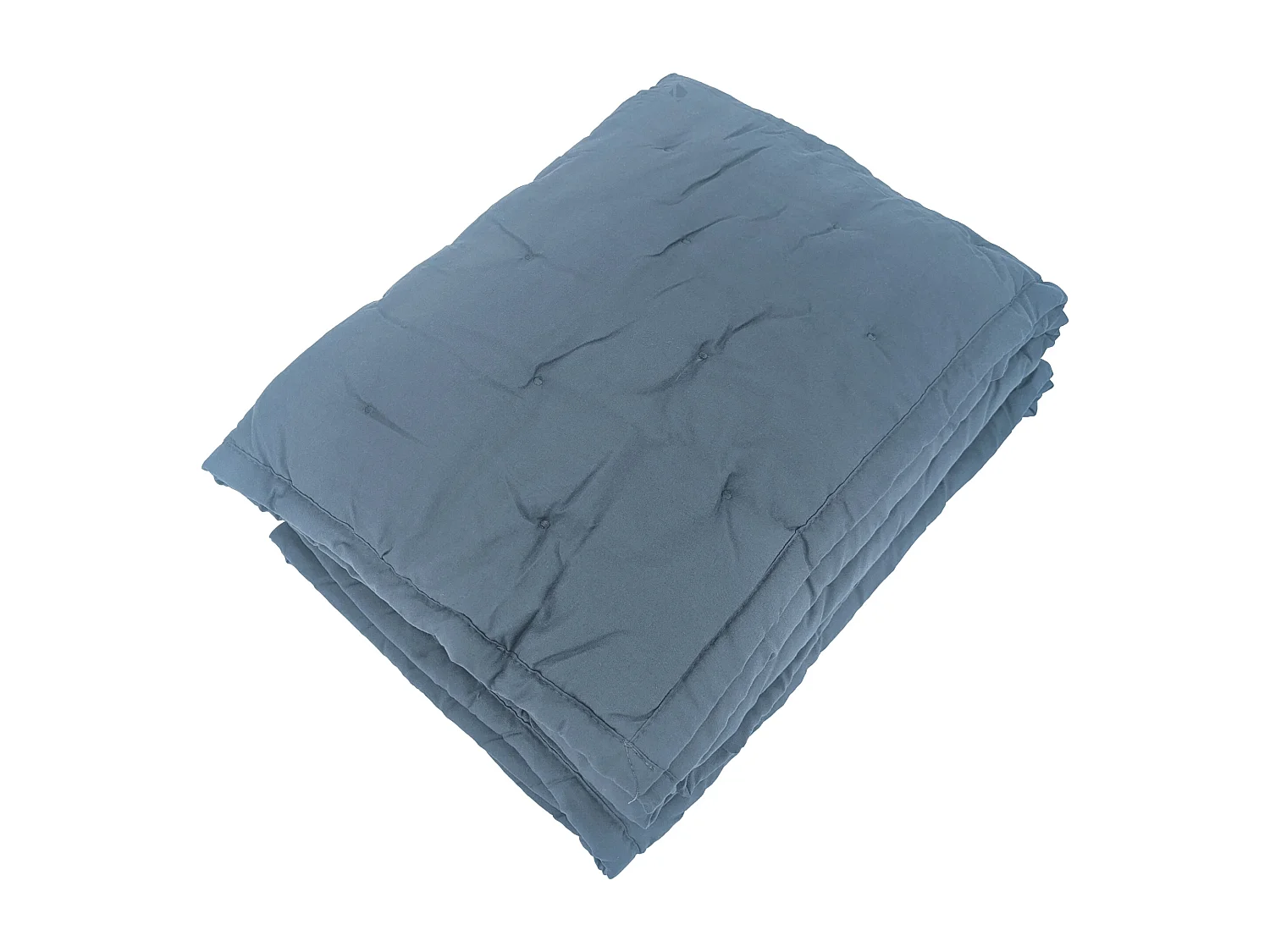 Couvre-lit 240x260 cm CELESTE velours piquage points brodés bleu orage