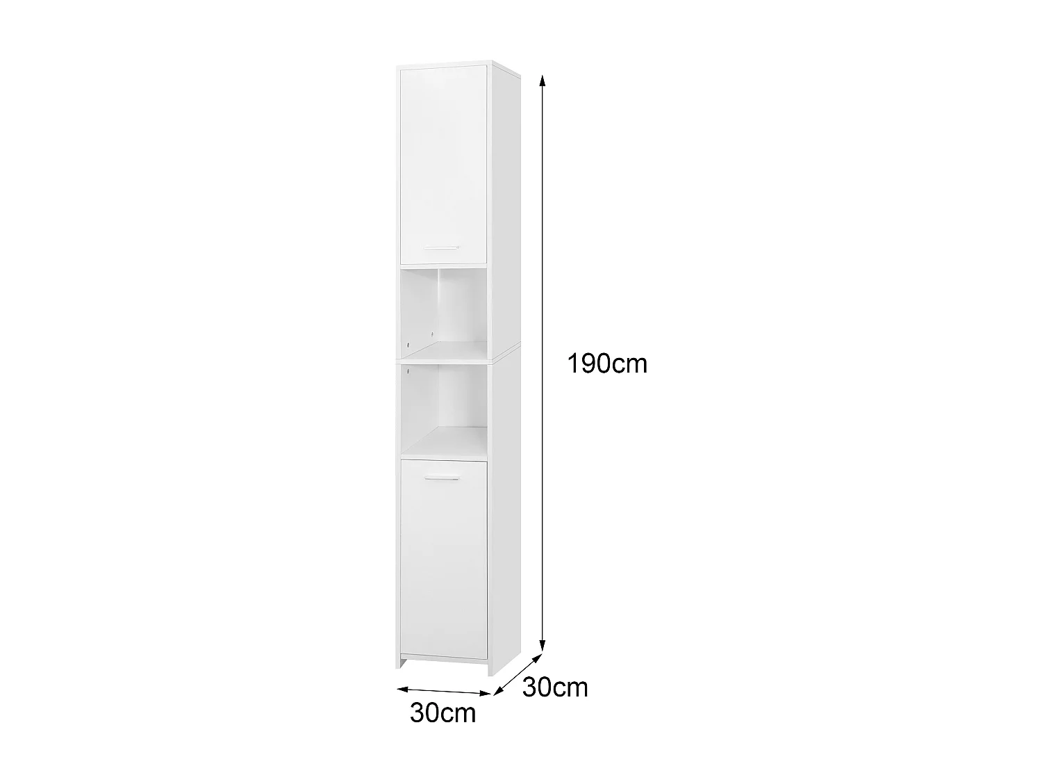 Meuble haute salle de bain colonne étroite de rangement blanc MDF 30x190x30 cm