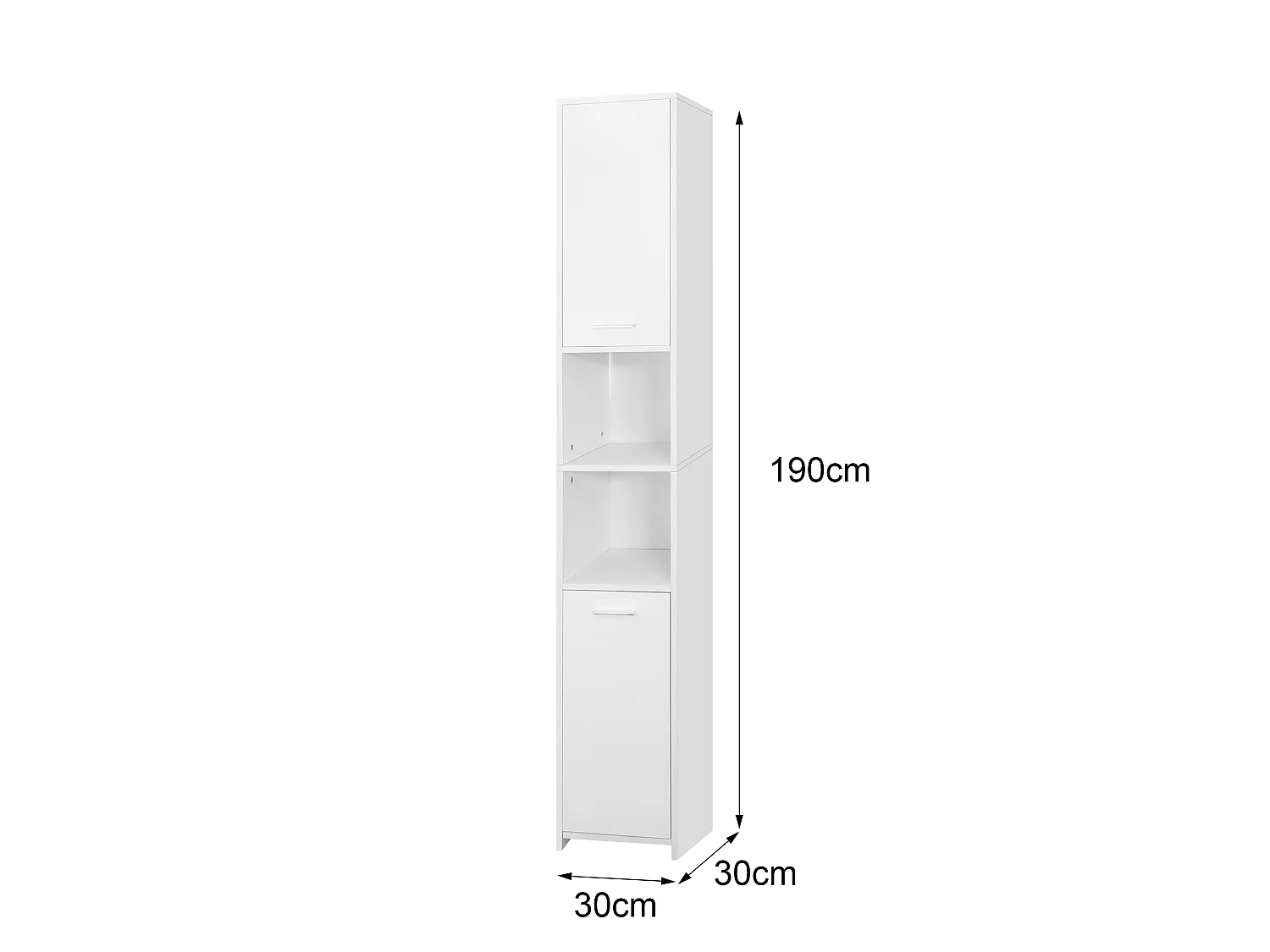 Meuble haute salle de bain colonne étroite de rangement blanc MDF 30x190x30 cm