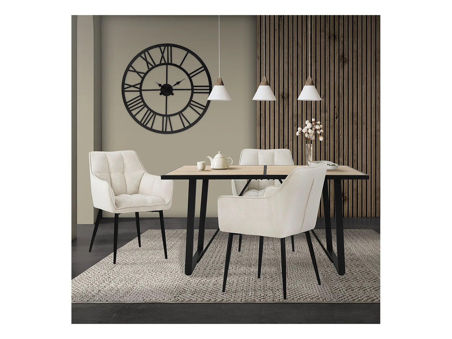 Table de salle à manger cuisine salon décor chêne brun 140x70 cm pieds en acier