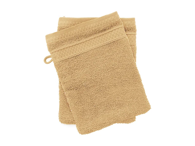 Lot de 2 gants de toilette coton 550 g/m2 NAÏA jaune avoine