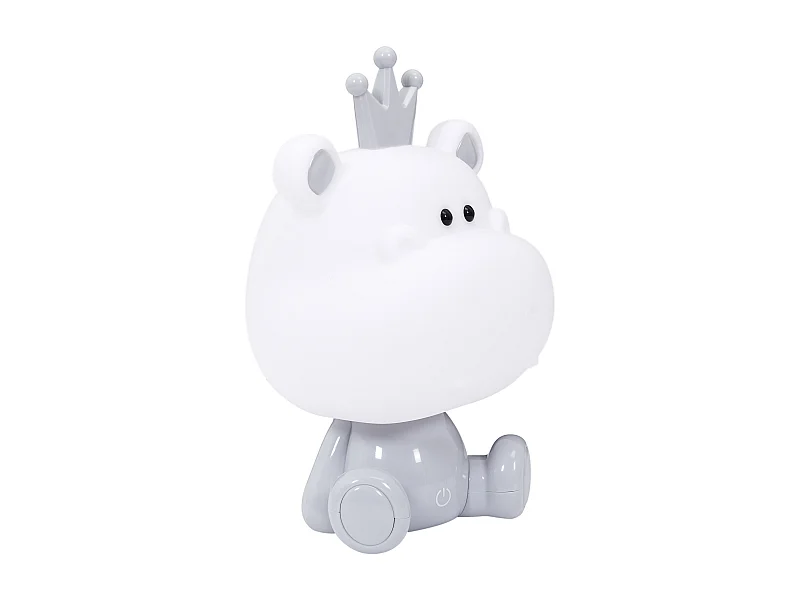 Lampe Veilleuse Hippopotame Blanc, Gris