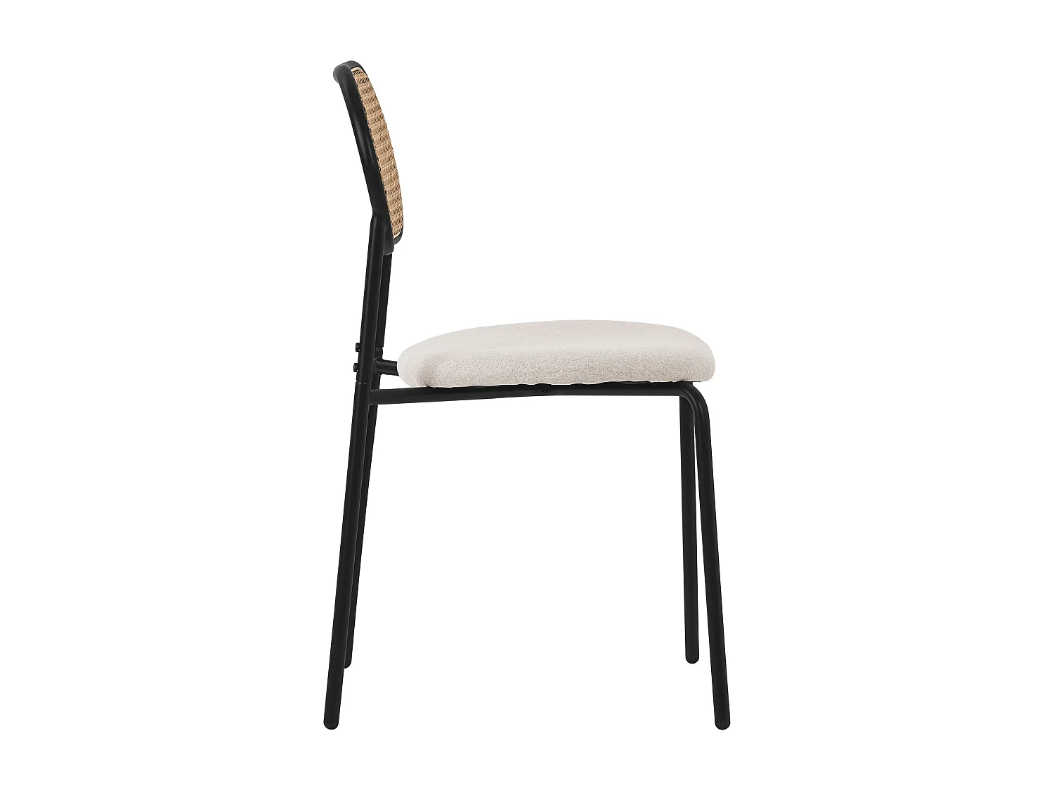 Set de 2 chaises de salle à manger salon dossier en rotin PE pieds en acier noir