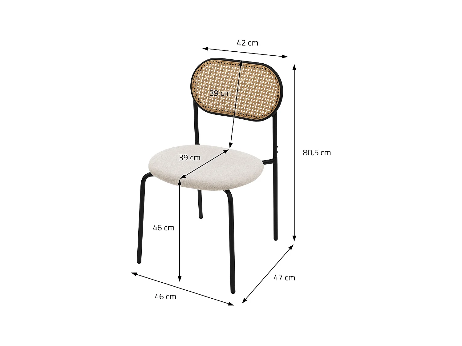 Set 2 sedie per sala da pranzo da cucina con schienale seduta imbottita beige