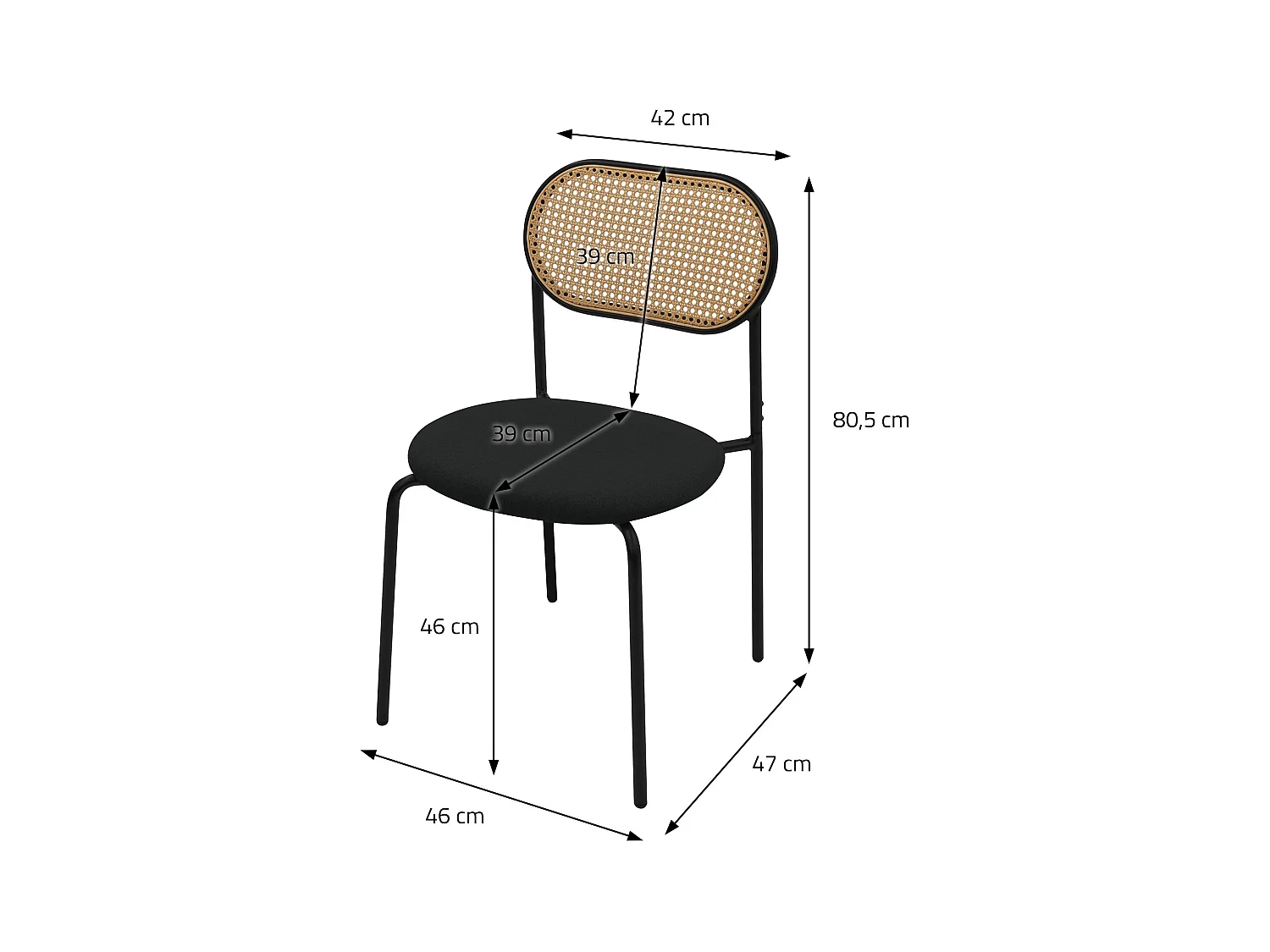 Set 4 sedie per sala da pranzo da cucina con schienale seduta imbottita nero