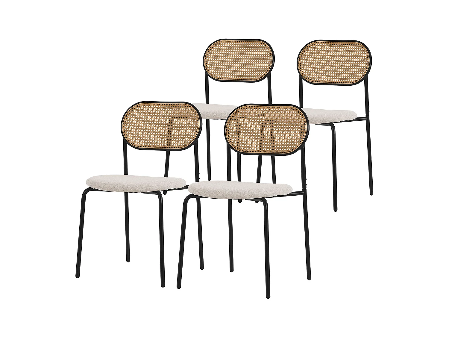Set 4 sedie per sala da pranzo da cucina con schienale seduta imbottita beige