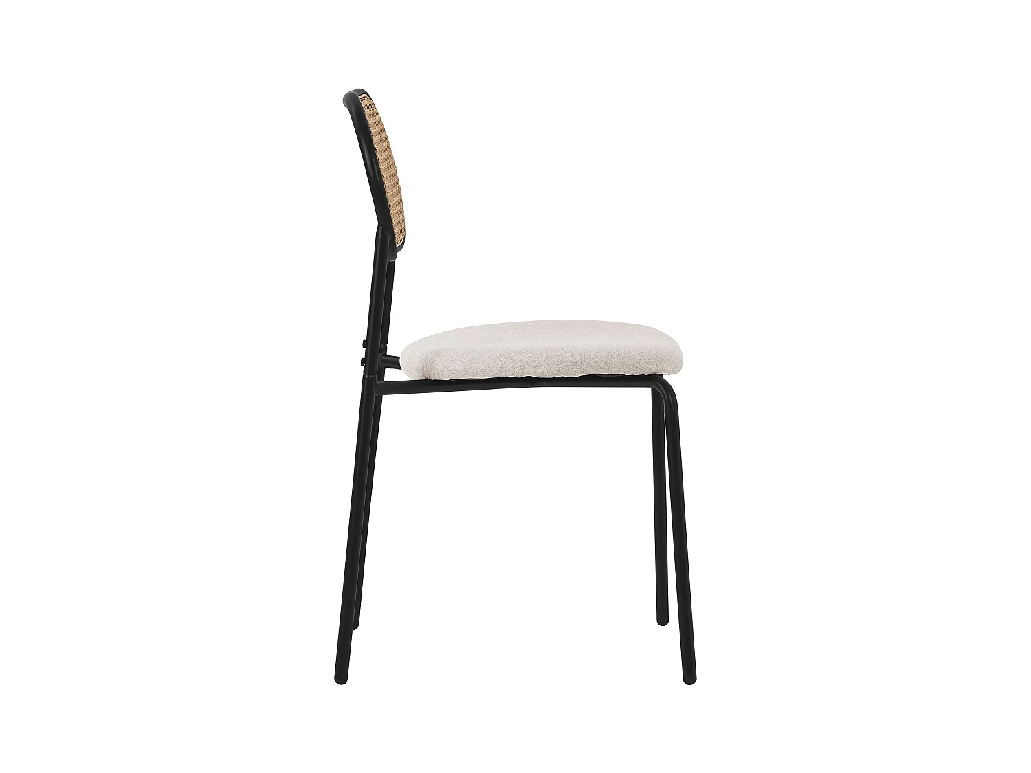 Set de 4 chaises de salle à manger salon dossier en rotin PE pieds en acier noir