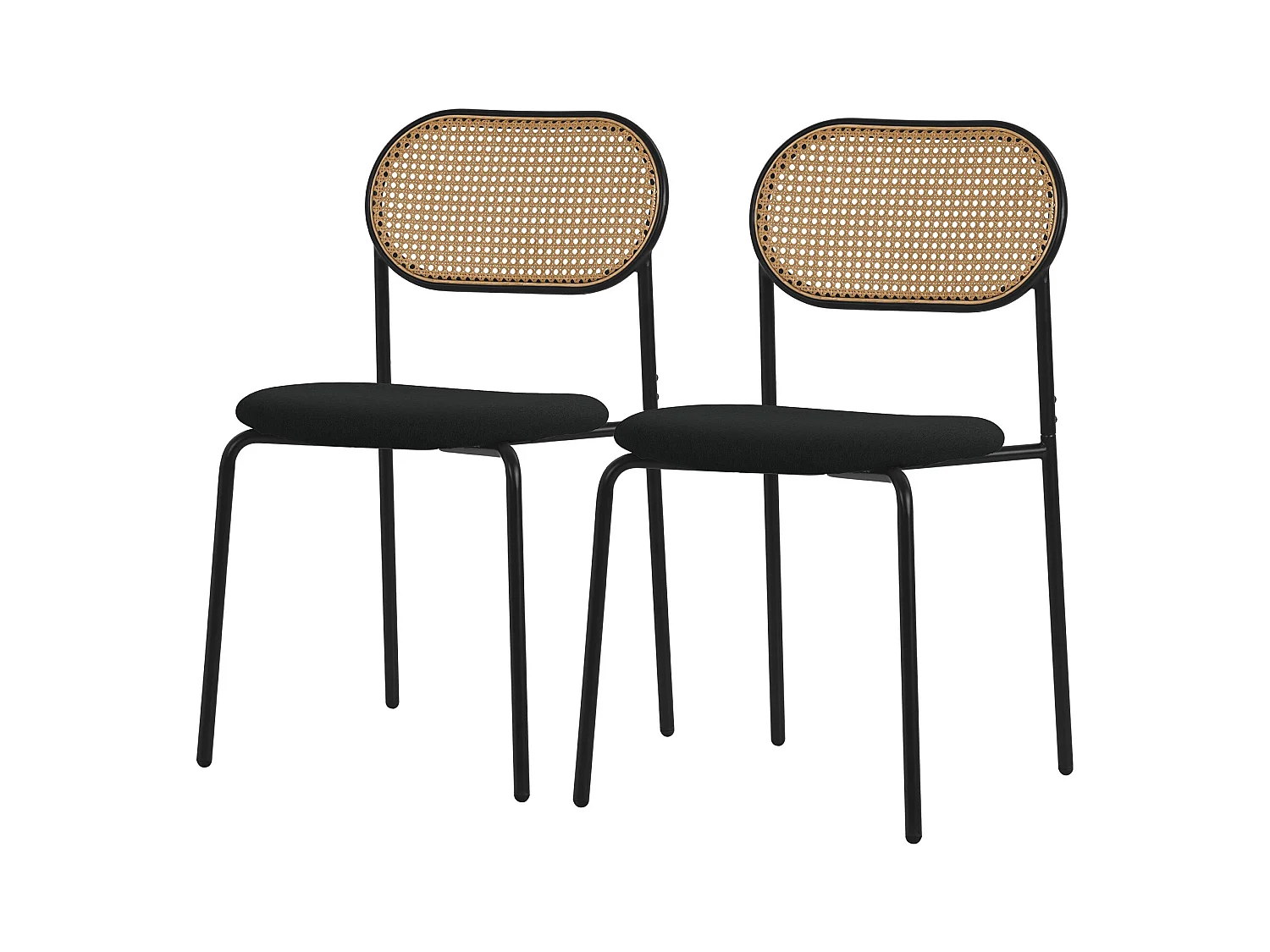 Set 2 sedie per sala da pranzo da cucina con schienale seduta imbottita nero