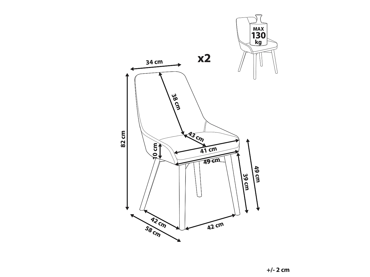 Lot de 2 chaises de salle à manger MELFORT Bleu clair