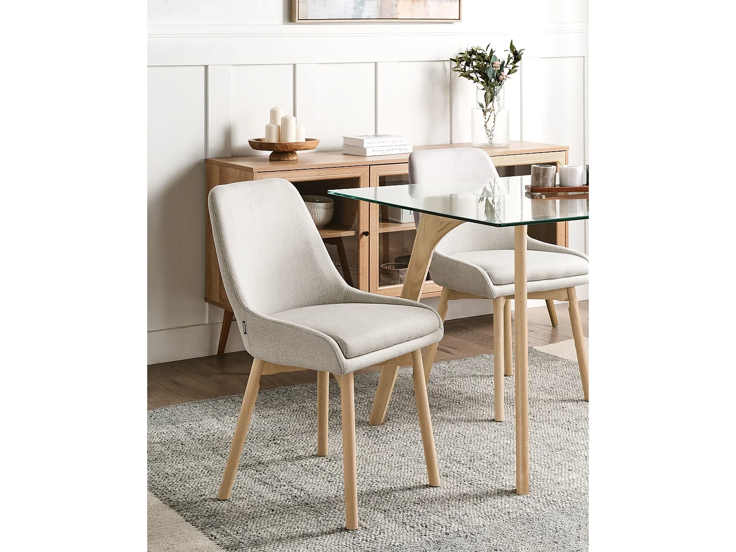 Set of 2 Dining Chairs MELFORT Fabric Light Grey