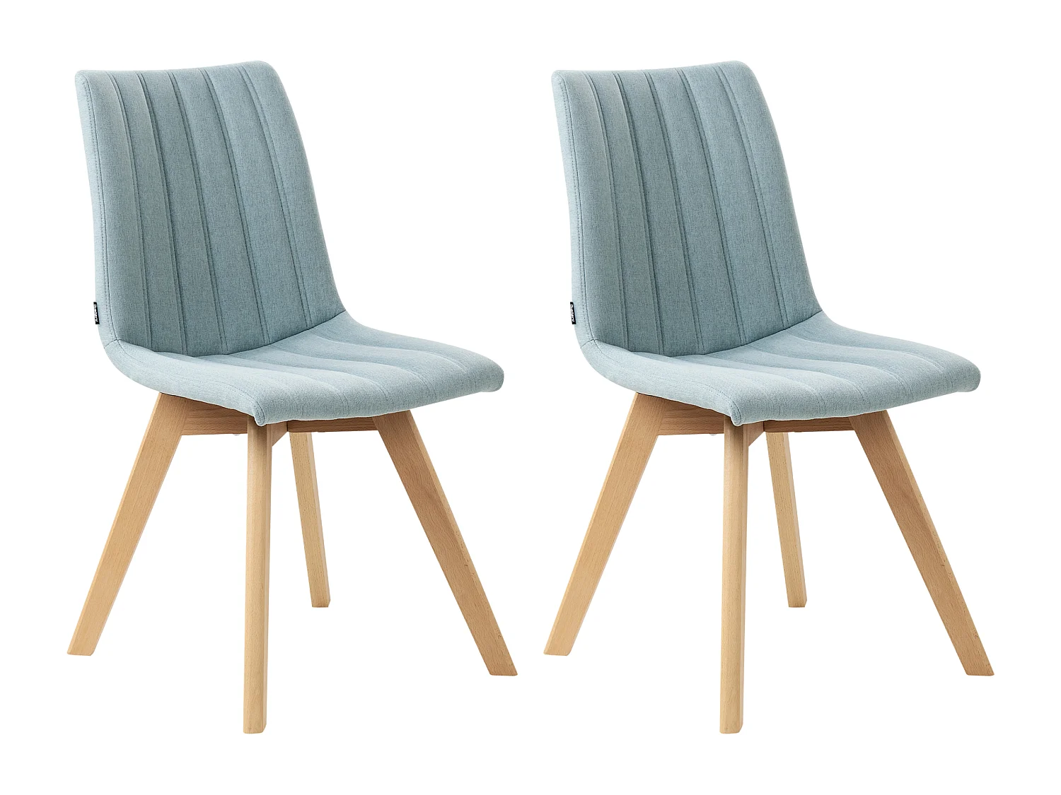 Esszimmerstuhl 2er Set Stoffbezug blau gesteppt helle Holzbeine Calgary