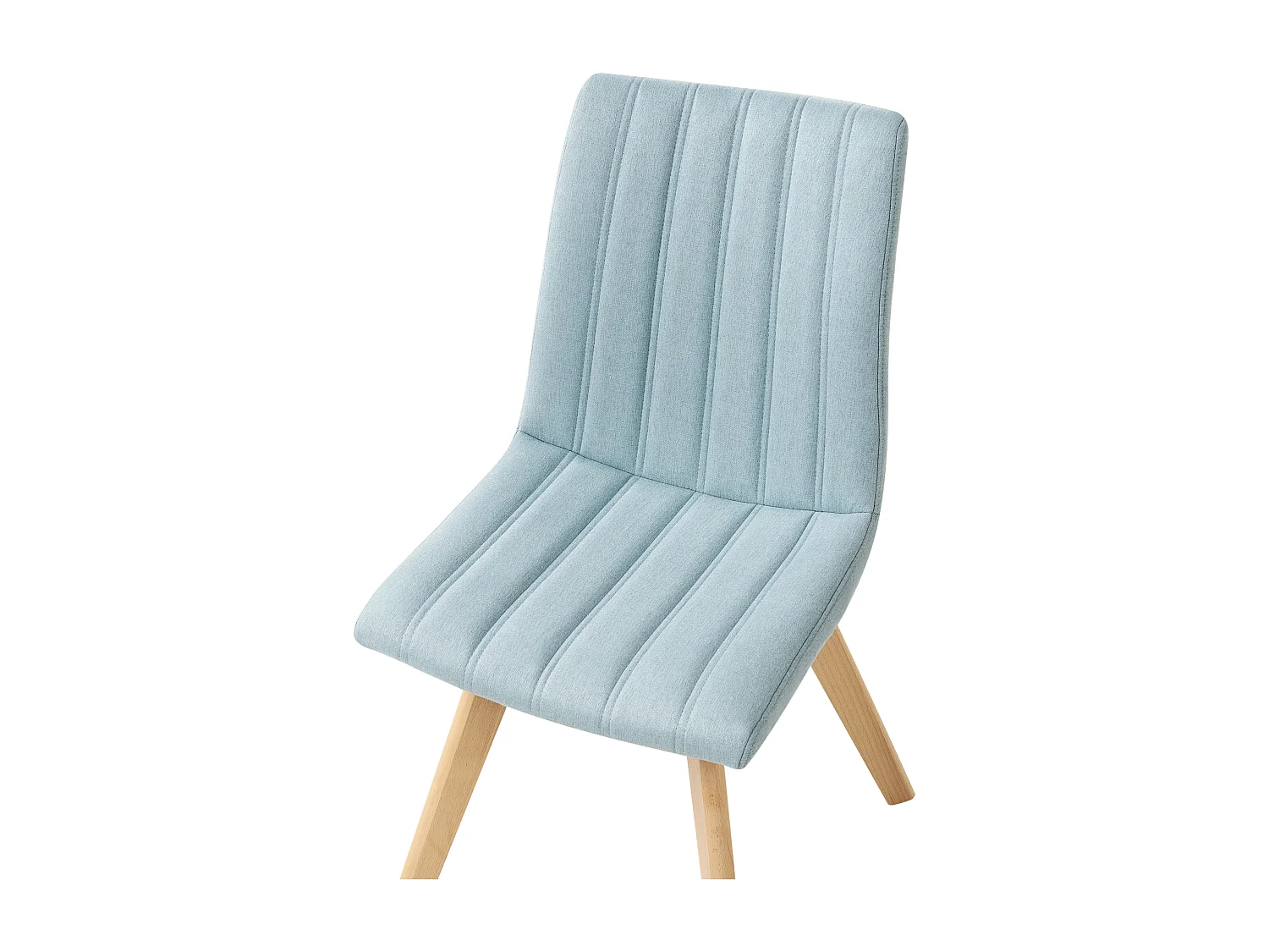 Esszimmerstuhl 2er Set Stoffbezug blau gesteppt helle Holzbeine Calgary