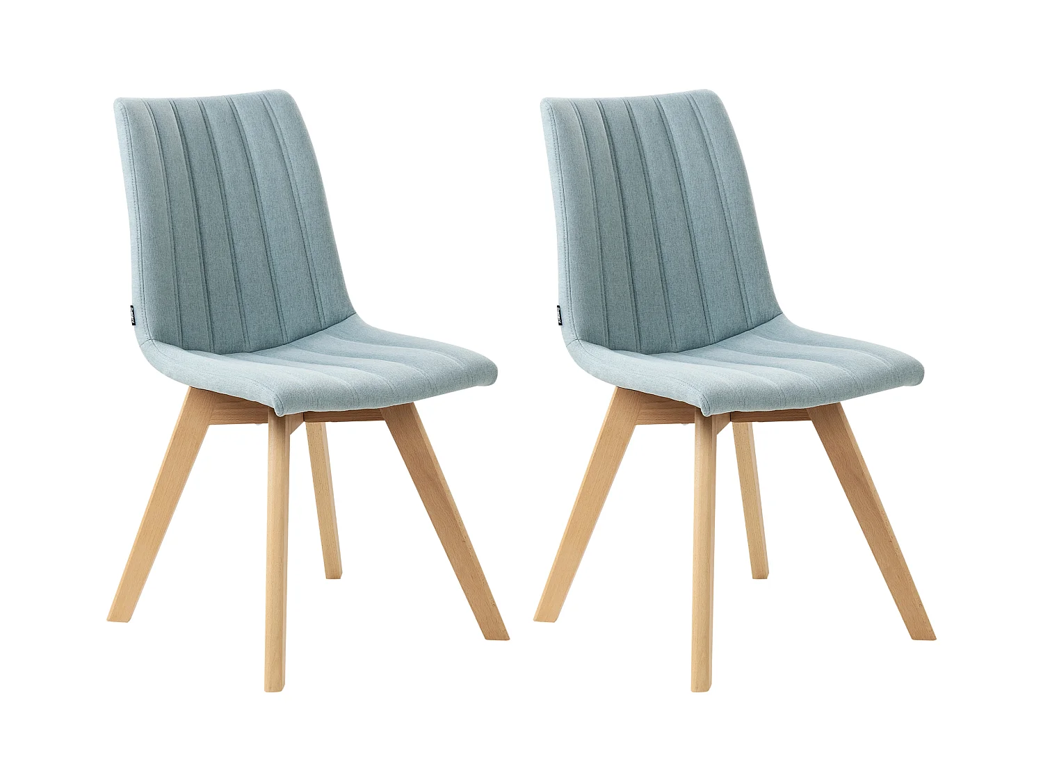 Esszimmerstuhl 2er Set Stoffbezug blau gesteppt helle Holzbeine Calgary