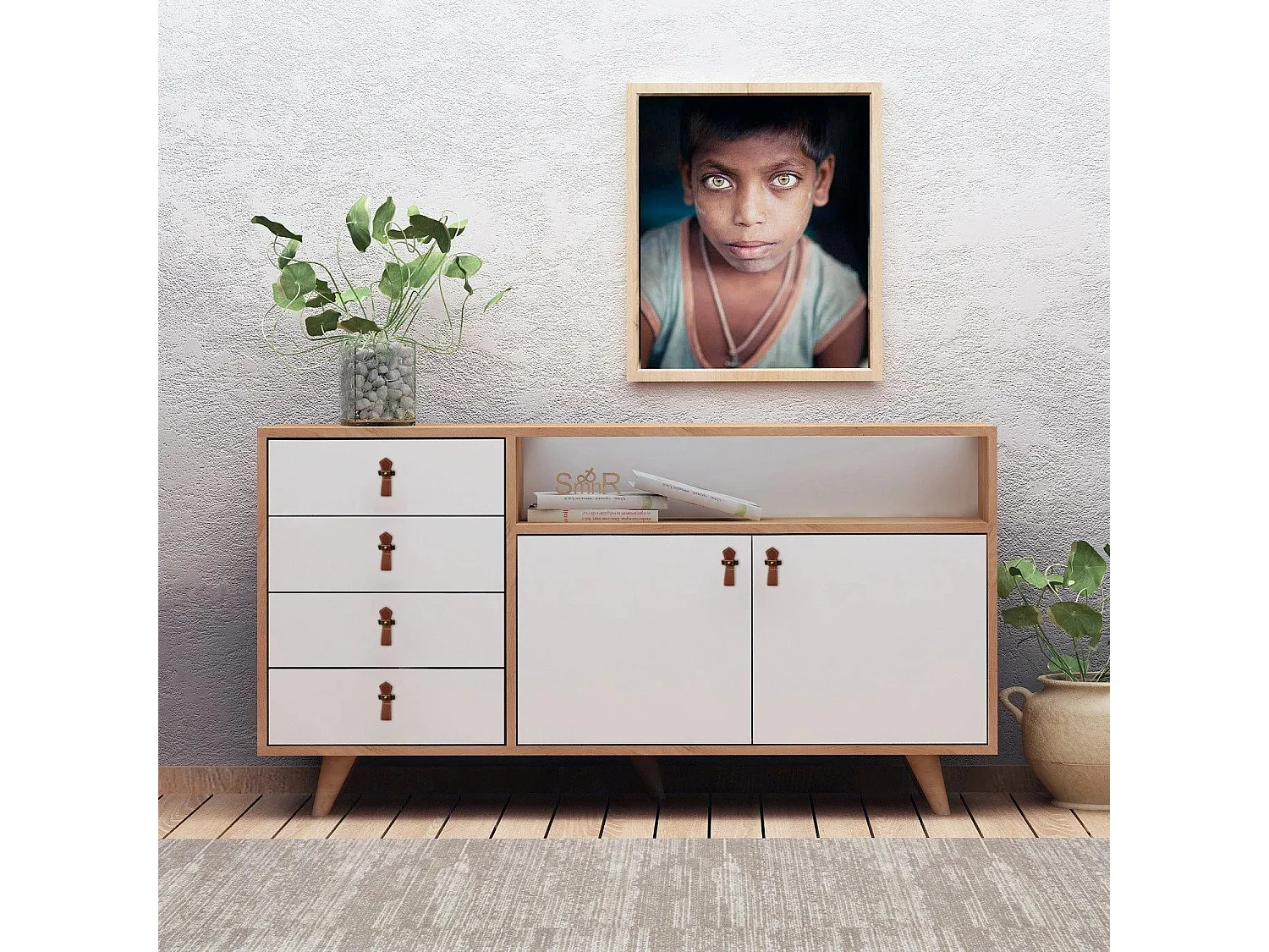 Buffet 2 portes 4 tiroirs en aggloméré Lavina