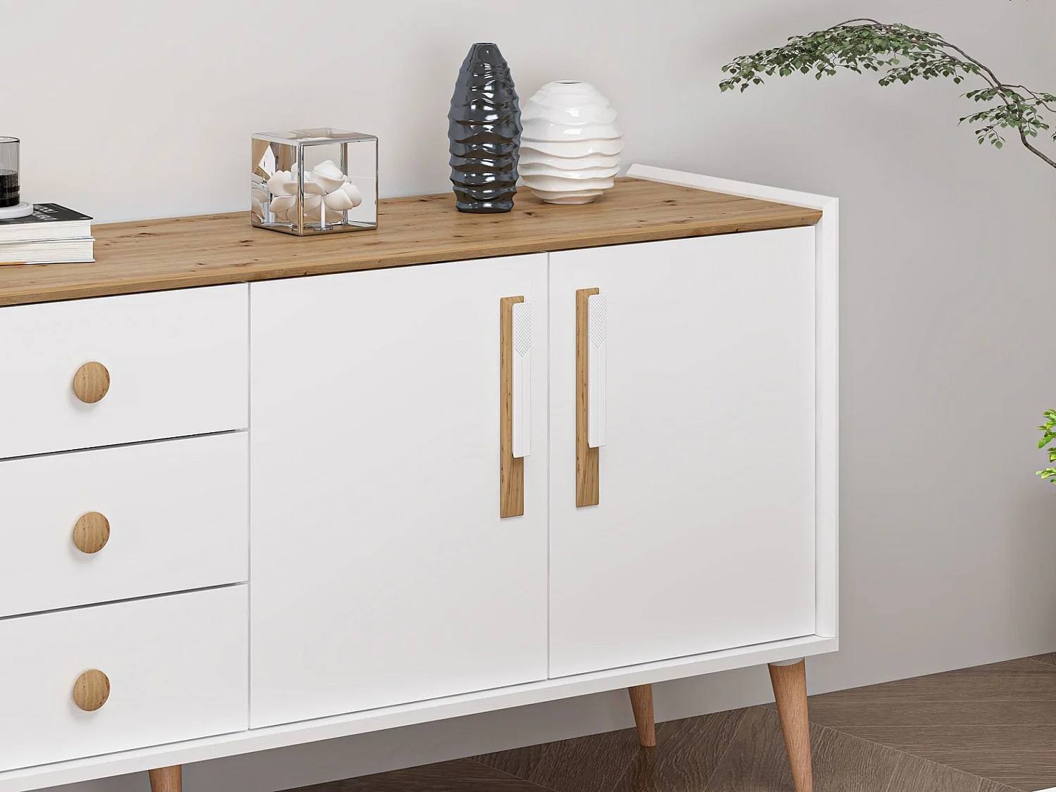 Buffet 3 portes et 3 tiroirs en aggloméré Mitra