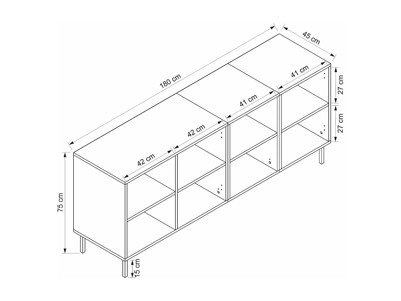 Buffet 4 portes en aggloméré Mila