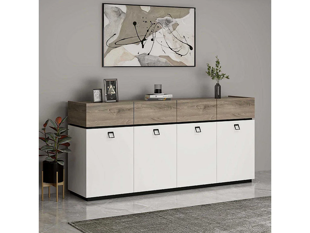 Buffet 4 portes 4 tiroirs en aggloméré Zara