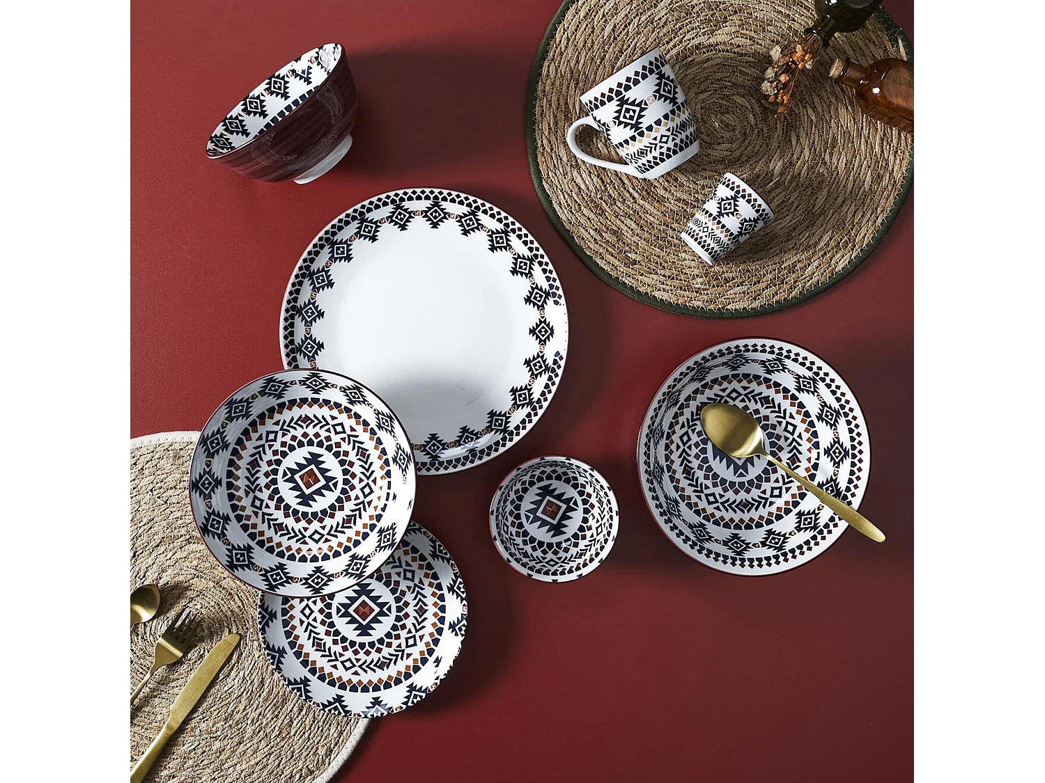 Lot de 3 bols motifs fantaisie en porcelaine 57 cl collection ORIGINE