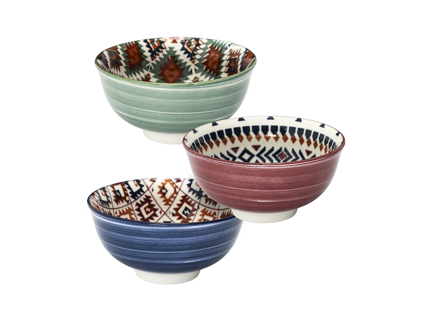 Lot de 3 bols motifs fantaisie en porcelaine 57 cl collection ORIGINE