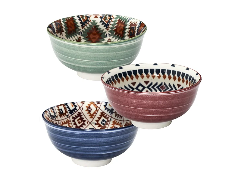 Lot de 3 bols motifs fantaisie en porcelaine 57 cl collection ORIGINE