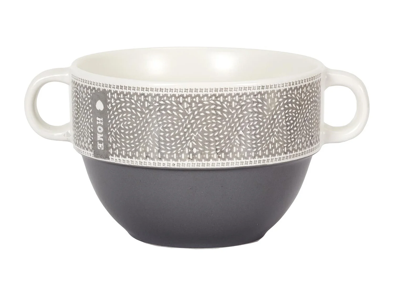 Lot de 2 bols avec anses 50 cl 100% céramique ROMANE gris foncé