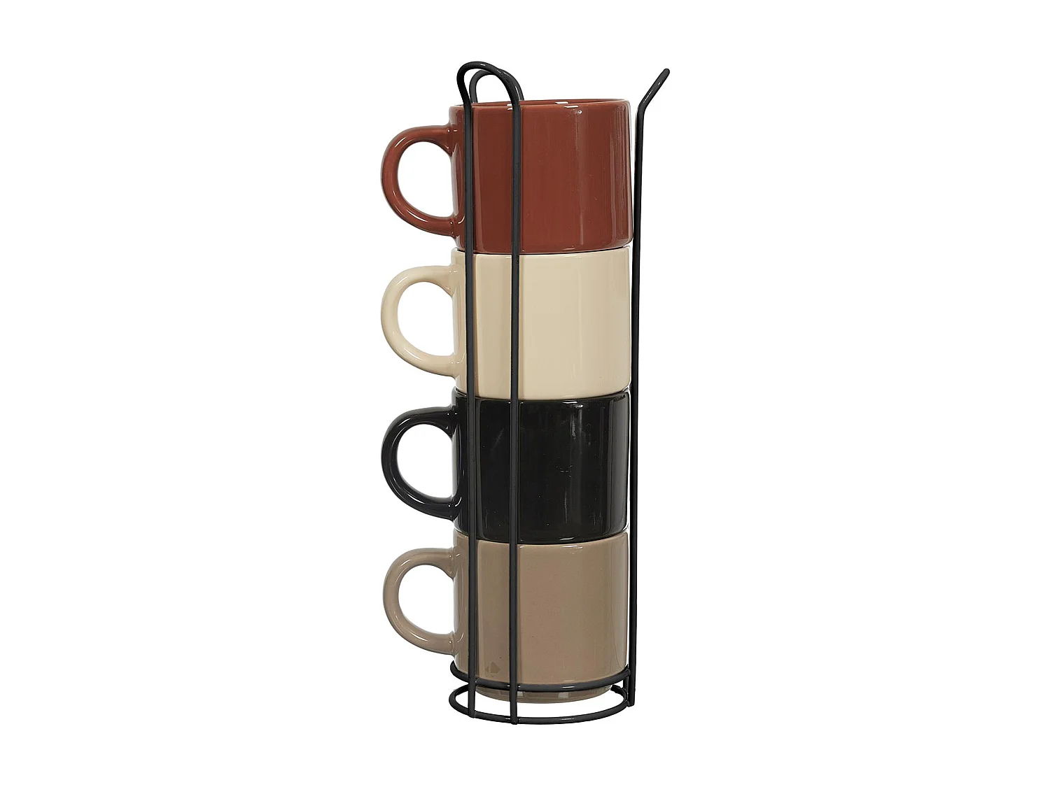 Lot de 4 mugs unis en céramique avec support 22 cl collection HORTENSE